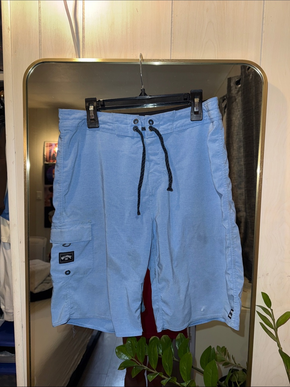 Billabong Light Blue Cargo Swim Shorts with Patch Pocket